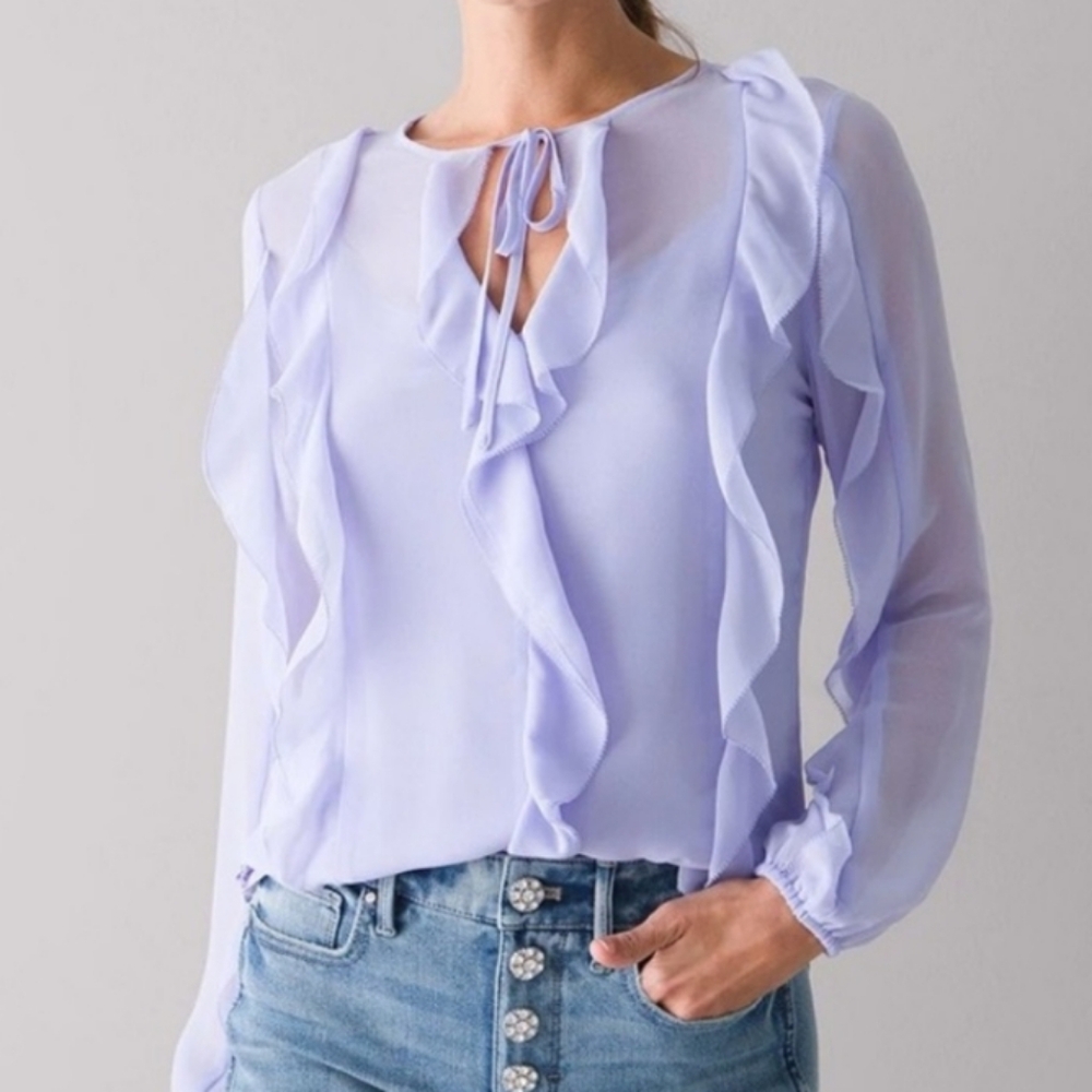 White House Black Market Lavender Ruffle Blouse